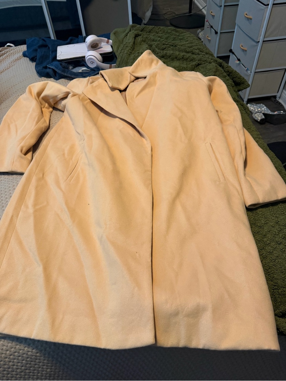 Fashion Nova Women's Long Trench Coat in Light Tan